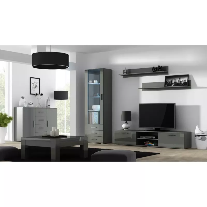 Conjunto de prateleiras de parede flutuantes Cama Meble SOHO, 2 prateleiras, 1250×200×200 mm, aglomerado de partículas, cinzento mate