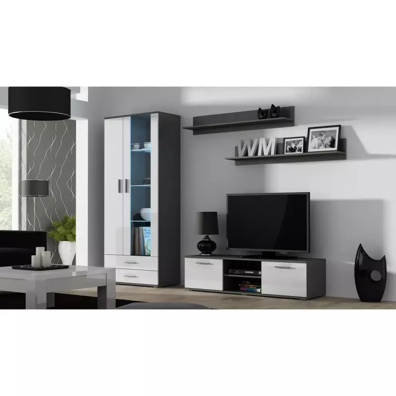 Conjunto de prateleiras de parede flutuantes Cama Meble SOHO, 2 prateleiras, 1250×200×200 mm, aglomerado de partículas, cinzento mate