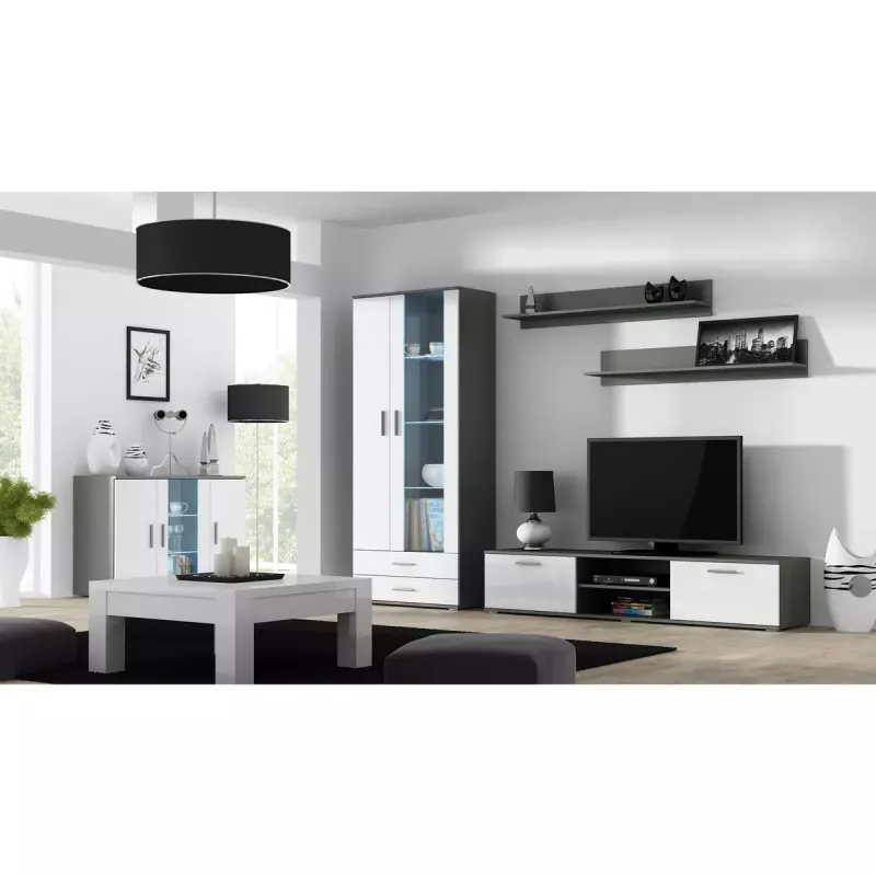 Conjunto de prateleiras de parede flutuantes Cama Meble SOHO, 2 prateleiras, 1250×200×200 mm, aglomerado de partículas, cinzento mate
