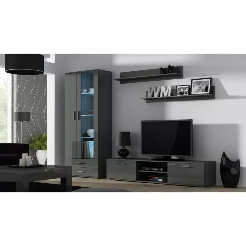 Conjunto de prateleiras de parede flutuantes Cama Meble SOHO, 2 prateleiras, 1250×200×200 mm, aglomerado de partículas, cinzento mate