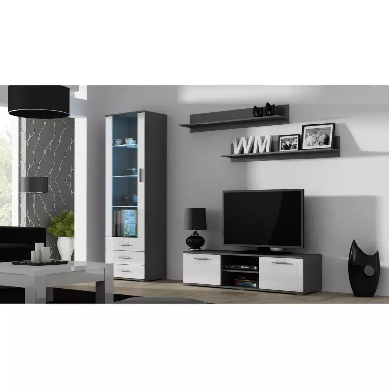 Conjunto de prateleiras de parede flutuantes Cama Meble SOHO, 2 prateleiras, 1250×200×200 mm, aglomerado de partículas, cinzento mate