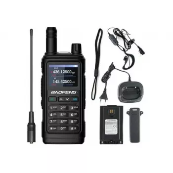 Rádio portátil Baofeng UV-17E — 5 W, bateria 1800 mAh, VOX, lanterna, rádio FM, alcance até 10 km, preto (conjunto de 2)