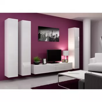Armário de parede cama meble VIGO 180 — 1800×400×300 mm, branco/branco brilhante