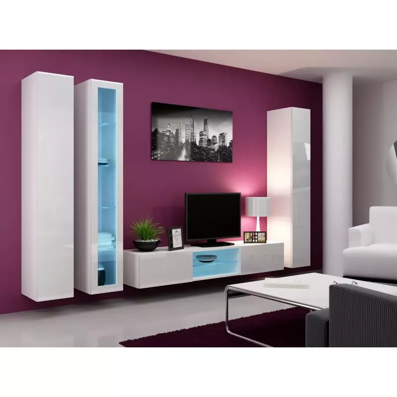 Armário de parede cama meble VIGO 180 — 1800×400×300 mm, branco/branco brilhante