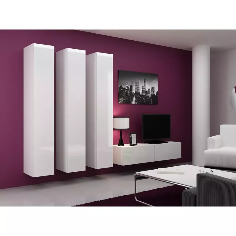 Armário de parede cama meble VIGO 180 — 1800×400×300 mm, branco/branco brilhante