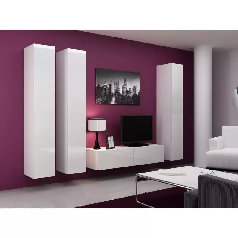 Armário de parede cama meble VIGO 180 — 1800×400×300 mm, branco/branco brilhante