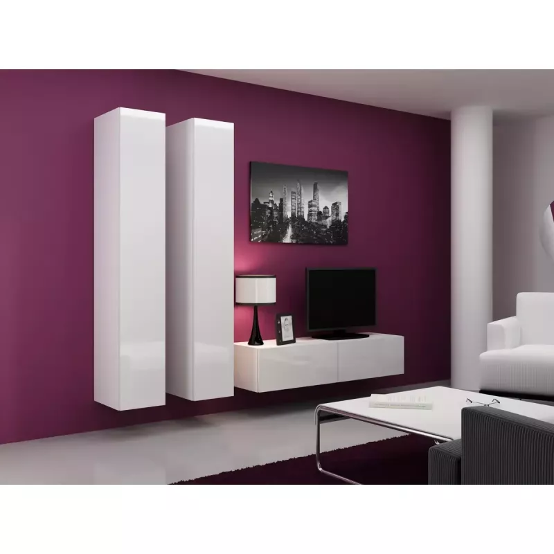 Armário de parede cama meble VIGO 180 — 1800×400×300 mm, branco/branco brilhante