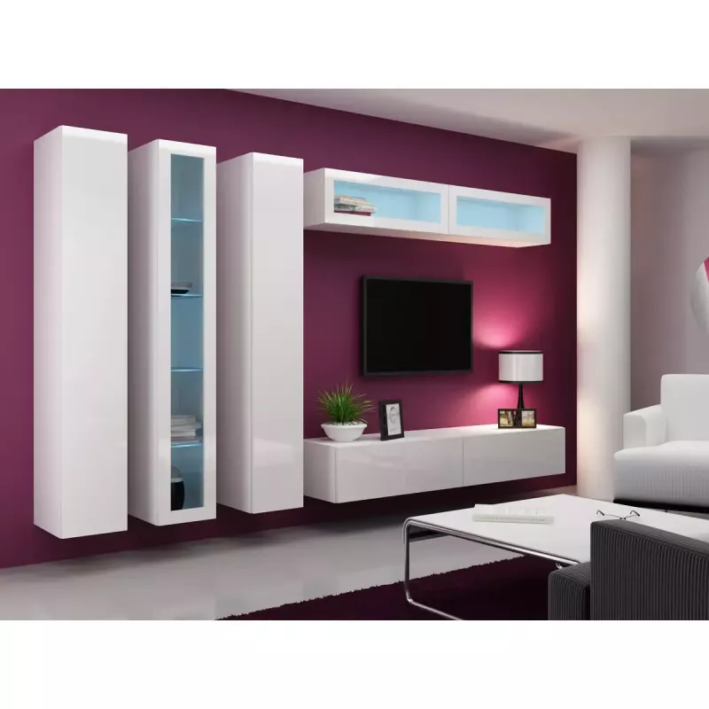 Armário de parede cama meble VIGO 180 — 1800×400×300 mm, branco/branco brilhante