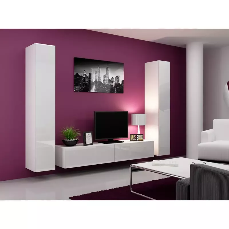 Armário de parede cama meble VIGO 180 — 1800×400×300 mm, branco/branco brilhante