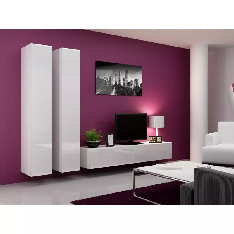 Armário de parede cama meble VIGO 180 — 1800×400×300 mm, branco/branco brilhante