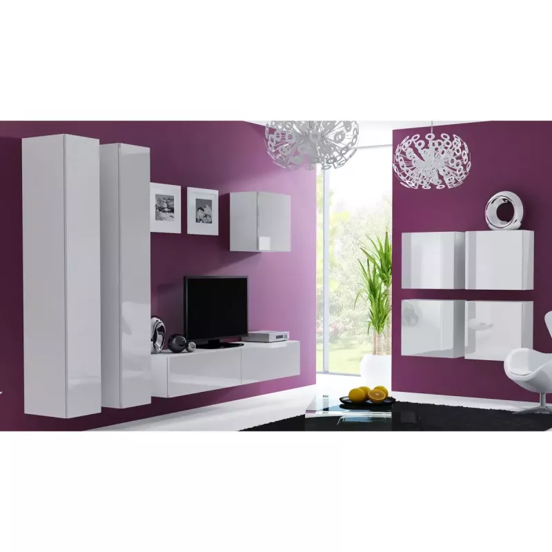 Armário de parede cama meble VIGO 180 — 1800×400×300 mm, branco/branco brilhante