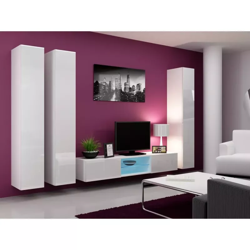 Armário de parede cama meble VIGO 180 — 1800×400×300 mm, branco/branco brilhante