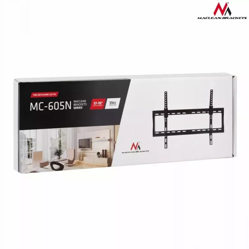 Suporte de parede para TV MACLEAN MC-605, suporte fixo inclinável, VESA 75x75–600x400, até 55 kg, para ecrãs de 32–80 polegadas