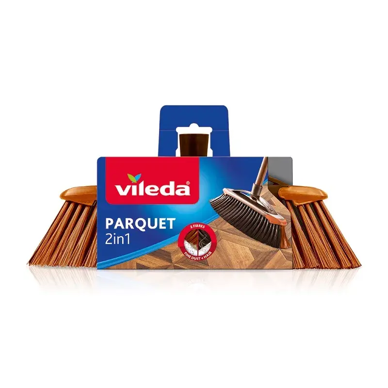Vassoura de interior VILEDA modelo 136082 com cerdas de plástico macias/duras e cabo, bronze