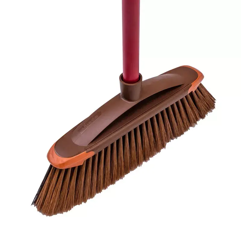 Vassoura de interior VILEDA modelo 136082 com cerdas de plástico macias/duras e cabo, bronze