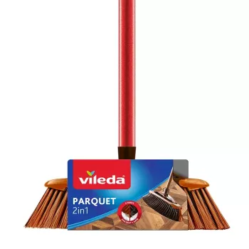 Vassoura de interior VILEDA modelo 136082 com cerdas de plástico macias/duras e cabo, bronze