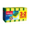 Esponja de louça VILEDA Tip-Top pack de 5, esponjas retangulares em fibra 70×90×30 mm, amarelas