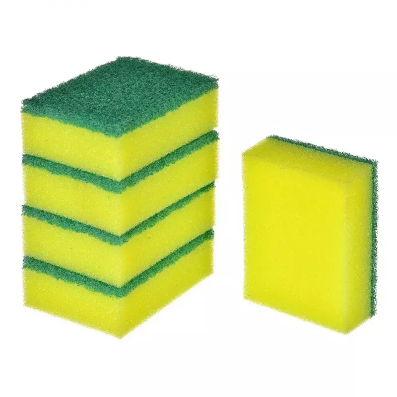 Esponja de louça VILEDA Tip-Top pack de 5, esponjas retangulares em fibra 70×90×30 mm, amarelas