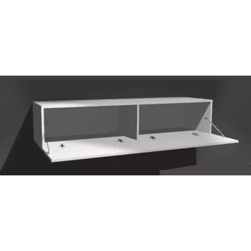 Suporte de TV cama meble VIGO 180 — 1800×400×300 mm, tampo branco, estrutura branca, aglomerado