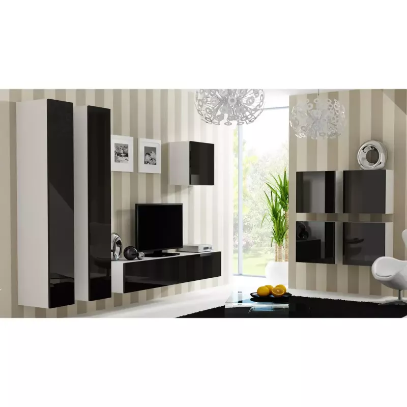 Suporte de TV cama meble VIGO 180 — 1800×400×300 mm, tampo branco, estrutura branca, aglomerado