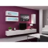 Suporte de TV Cama Meble VIGO 140, 1400×400×300 mm, tampo branco brilhante, aglomerado, estrutura branca