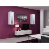 Suporte de TV Cama Meble VIGO 140, 1400×400×300 mm, tampo branco brilhante, aglomerado, estrutura branca