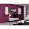 Suporte de TV Cama Meble VIGO 140, 1400×400×300 mm, tampo branco brilhante, aglomerado, estrutura branca