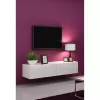 Suporte de TV Cama Meble VIGO 140, 1400×400×300 mm, tampo branco brilhante, aglomerado, estrutura branca