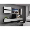 Suporte de TV cama meble VIGO 140 — 1400×400×300 mm, superfície em aglomerado, preto/branco brilhante