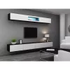 Suporte de TV cama meble VIGO 140 — 1400×400×300 mm, superfície em aglomerado, preto/branco brilhante