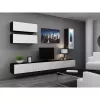 Suporte de TV cama meble VIGO 140 — 1400×400×300 mm, superfície em aglomerado, preto/branco brilhante