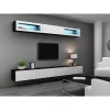 Suporte de TV cama meble VIGO 140 — 1400×400×300 mm, superfície em aglomerado, preto/branco brilhante