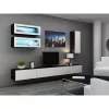Suporte de TV cama meble VIGO 140 — 1400×400×300 mm, superfície em aglomerado, preto/branco brilhante