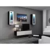 Suporte de TV cama meble VIGO 140 — 1400×400×300 mm, superfície em aglomerado, preto/branco brilhante