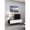 Suporte de TV cama meble VIGO 140 — 1400×400×300 mm, superfície em aglomerado, preto/branco brilhante