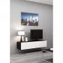 Suporte de TV cama meble VIGO 140 — 1400×400×300 mm, superfície em aglomerado, preto/branco brilhante