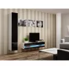 Móvel de TV Cama Meble VIGO NEW 30/140/40 – 1400×400×300 mm, tampo branco, aglomerado, estrutura branca, branco/preto brilhante
