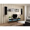 Móvel de TV Cama Meble VIGO NEW 30/140/40 – 1400×400×300 mm, tampo branco, aglomerado, estrutura branca, branco/preto brilhante