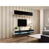 Móvel de TV Cama Meble VIGO NEW 30/140/40 – 1400×400×300 mm, tampo branco, aglomerado, estrutura branca, branco/preto brilhante
