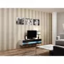 Móvel de TV Cama Meble VIGO NEW 30/140/40 – 1400×400×300 mm, tampo branco, aglomerado, estrutura branca, branco/preto brilhante