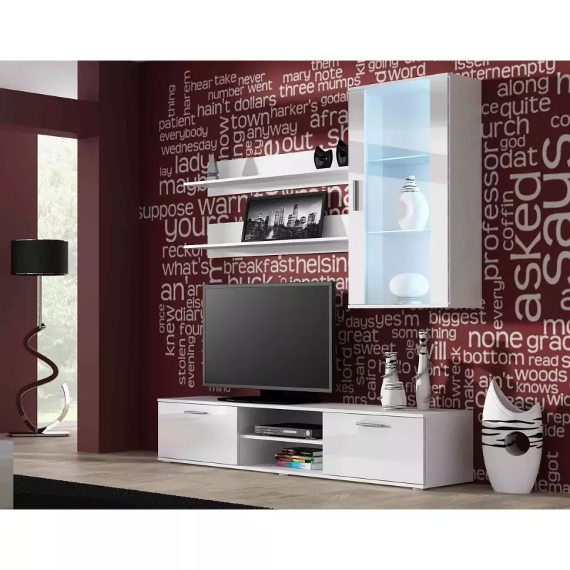 Cama Meble SOHO 180 móvel de TV, branco / branco brilhante