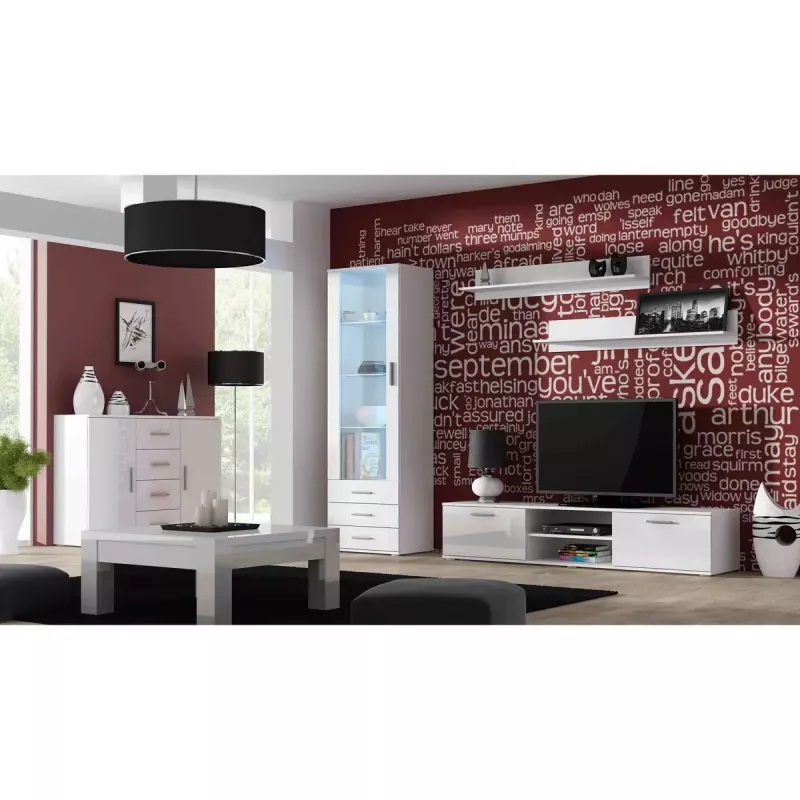 Cama Meble SOHO 180 móvel de TV, branco / branco brilhante