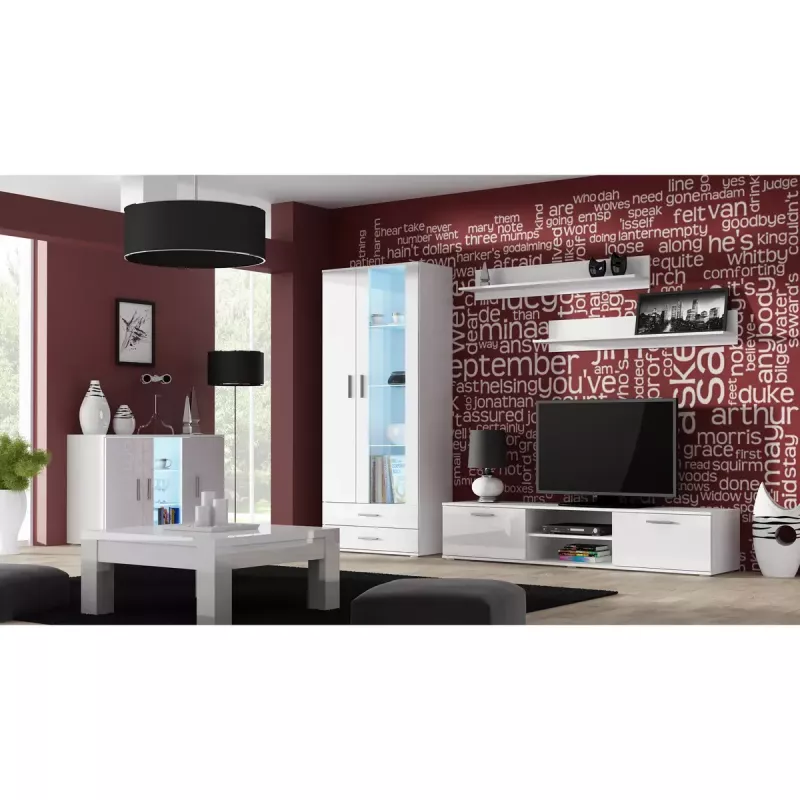 Cama Meble SOHO 180 móvel de TV, branco / branco brilhante