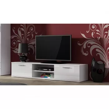 Móvel de TV cama meble SOHO 180 — 1800×430×370 mm, tampo branco (aglomerado), estrutura branca