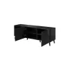 Móvel de TV cama meble ABETO 150x42x52 cm, preto brilhante, placa MDF, estrutura preta