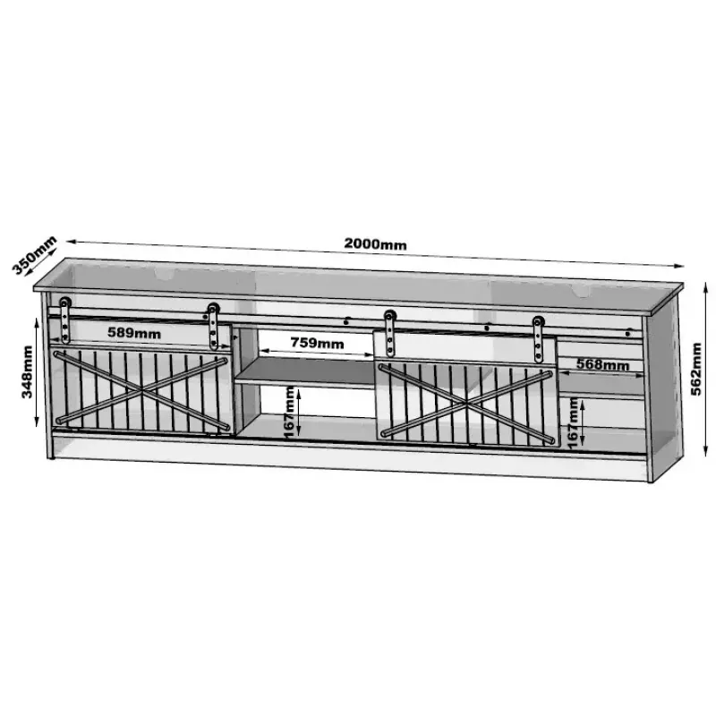 Móvel de TV Cama Meble GRANERO RTV 200x56,7x35 cm — tampo branco, corpo em aglomerado