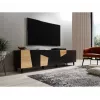 Móvel de TV cama meble ETNA 200×42×52 cm, tampo preto mate, estrutura em carvalho