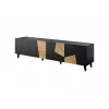 Móvel de TV cama meble ETNA 200×42×52 cm, tampo preto mate, estrutura em carvalho