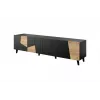 Móvel de TV cama meble ETNA 200×42×52 cm, tampo preto mate, estrutura em carvalho
