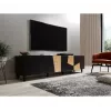 Móvel de TV cama meble ETNA 200×42×52 cm, tampo preto mate, estrutura em carvalho